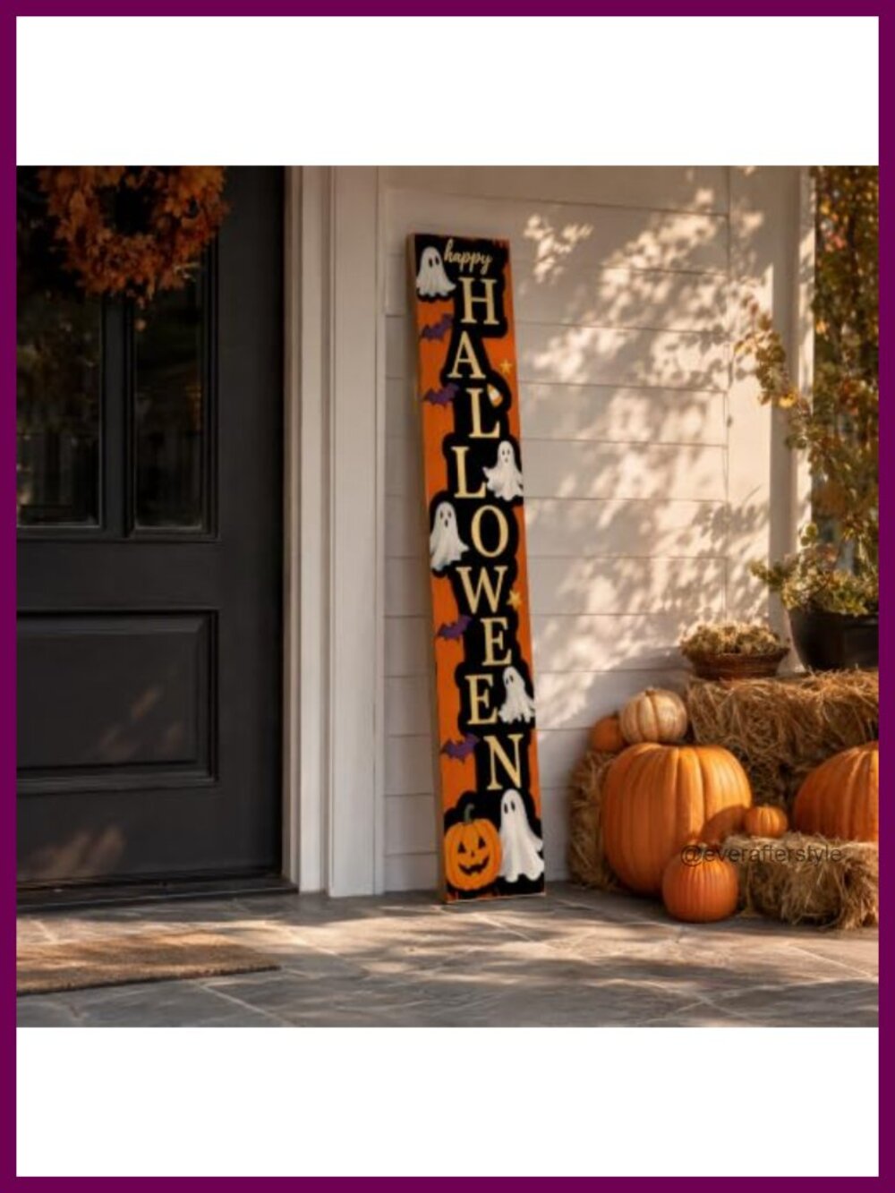 Rustic Wooden Happy Halloween Porch Sign Farmhouse Outdoor Decor 47.2"